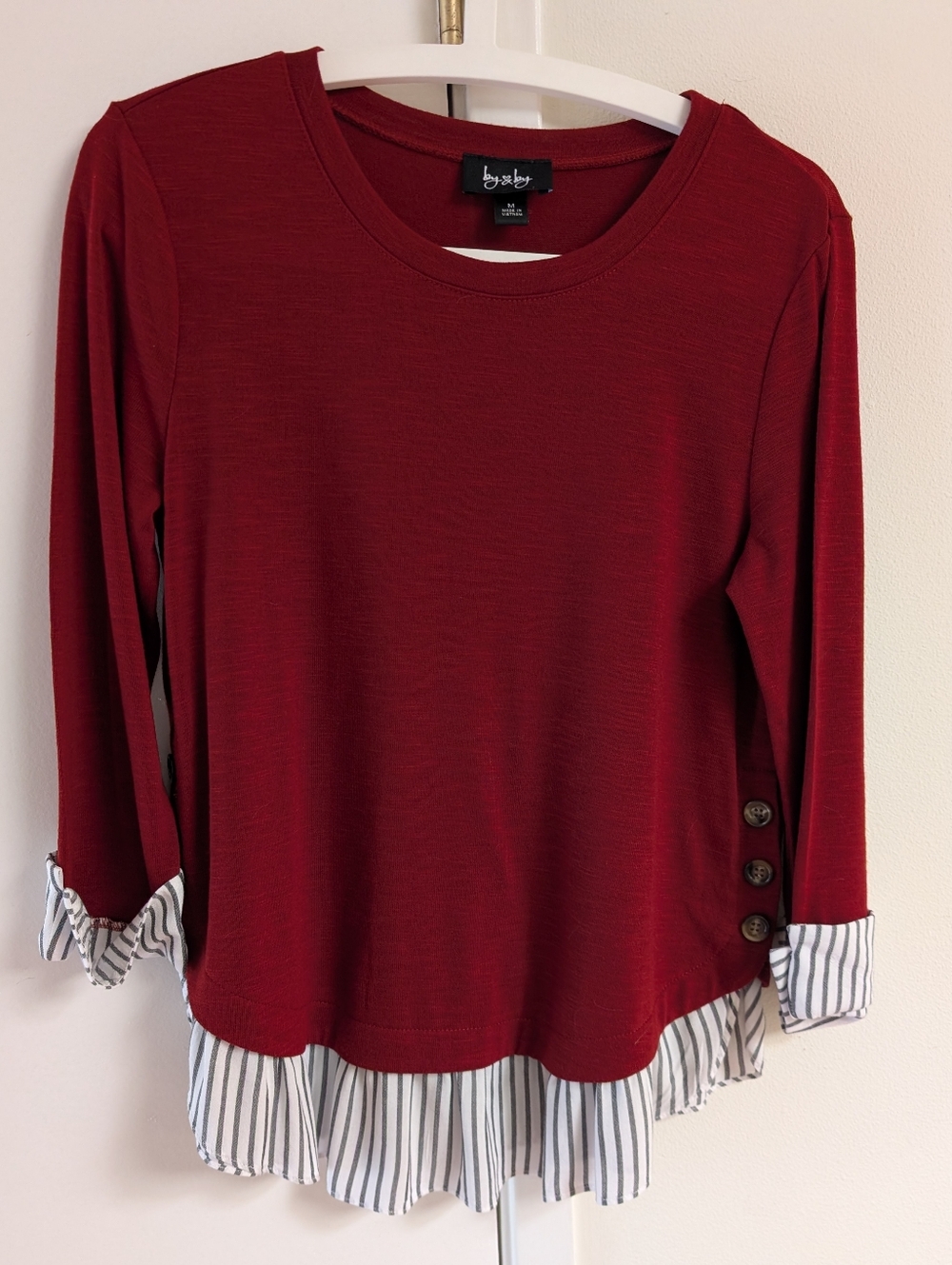 Lynxstyle Red Layered Hem Knit Top